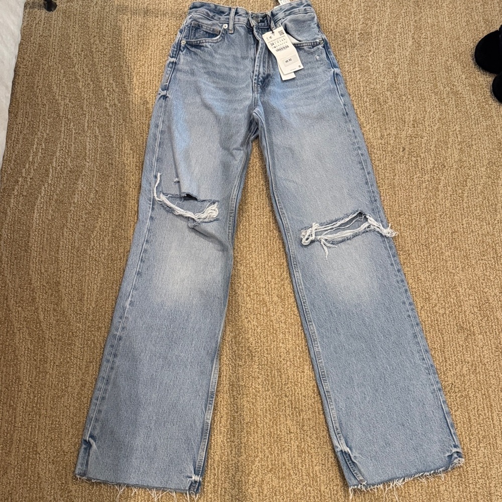 Zara Light Blue Straight Leg Jeans